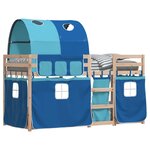vidaXL Lit superposé sans matelas bleu 80x200 cm bois de pin massif