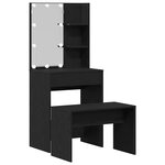 vidaXL Ensemble de table de maquillage LED 2 Pièces Chêne noir