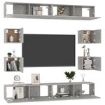 vidaXL Ensemble de meubles TV 8 Pièces Gris béton Bois d'ingénierie