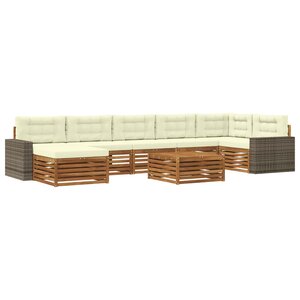 vidaXL Ensemble de canapés d'extérieur 8 pc Naturel et Crème