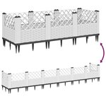vidaXL Jardinière avec piquets blanc 123 5x43 5x43 5 cm PP