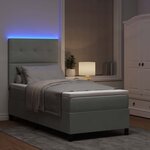 vidaXL Lit à ressort LED avec matelas Gris clair 90 x 190 cm tissu