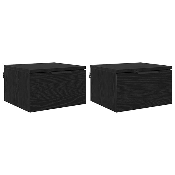 vidaXL Cabinet de chevet avec tiroir 2 Pièces Chêne noir 34 x 30 x 20 cm