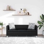 vidaXL Canapé à 3 places cuir artificiel noir