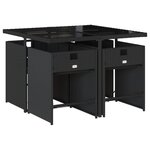 vidaXL Ensemble à manger de jardin coussins 5Pièces Noir Résine tressée