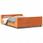vidaXL Cadre de lit sans matelas cire marron 140x190cm bois pin massif