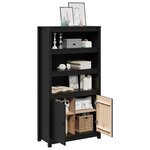 vidaXL Buffet haut Noir 80x35x154 cm Bois massif de pin