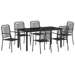 vidaXL Ensemble de salle à manger pour jardin 7 Pièces Noir