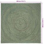 vidaXL Tapis de surface Vert olive 300 x 300 cm Jute