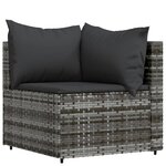 vidaXL Salon de jardin 4 Pièces avec coussins Gris Résine tressée