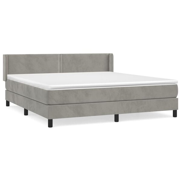 vidaXL Sommier à lattes de lit et matelas Gris clair 160x200cm Velours