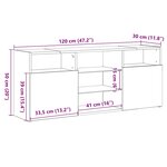 vidaXL Meuble TV avec lumières LED gris béton 120x30x50 cm