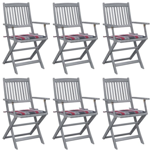 vidaXL Chaises pliables d'extérieur 6 Pièces avec coussins Bois d'acacia