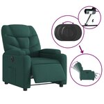 vidaXL Fauteuil inclinable électrique Vert foncé Tissu