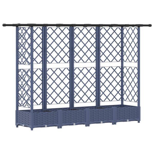 vidaXL Lit Élevé avec Treillis et Toit Gris 202 5 x 40 x 123 cm PP