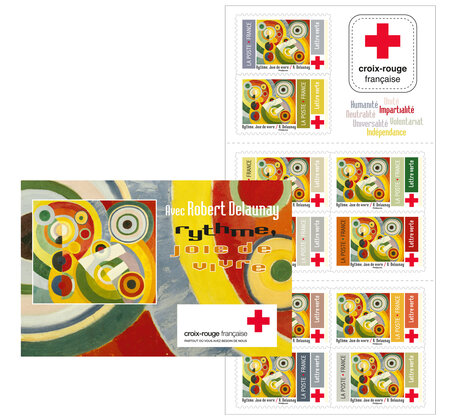 Carnet 10 timbres - La Croix Rouge Française - Robert Delaunay - Lettre Verte