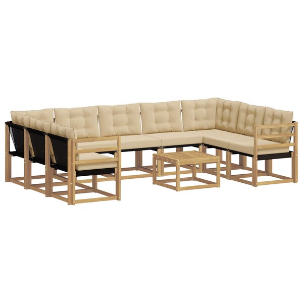 vidaXL Ensemble de canapés d'extérieur 10 Pièces Blanc et Beige