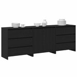 vidaXL Buffet avec tiroir 3 Pièces Noir 70 x 41 x 75 cm Bois d'ingénierie