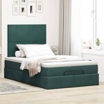 vidaXL Cadre de lit ottoman avec matelas vert foncé 120x200 cm velours