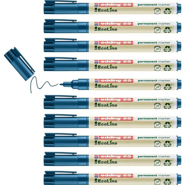 Marqueur Permanent 25 Ecoline Bleu Pointe Fine 1 mm x 10 EDDING