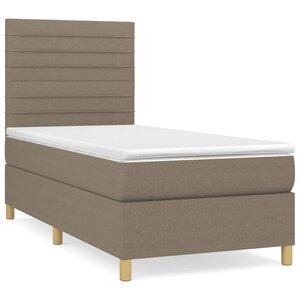 vidaXL Sommier à lattes de lit avec matelas Taupe 90x190 cm Tissu