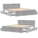 vidaXL Cadre de lit avec tête de lit sonoma gris 150x200 cm