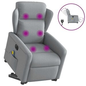 vidaXL Fauteuil inclinable de massage électrique Gris clair Tissu