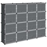 vidaXL Cubes de rangement 16 Pièces avec portes noir PP