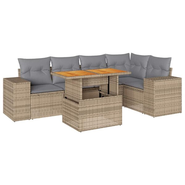 vidaXL Salon de jardin avec coussins 6 Pièces beige résine tressée