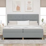 vidaXL Lit à ressorts avec matelas Gris clair 200 x 200 cm tissu