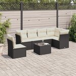 vidaXL Salon de jardin 6 Pièces avec coussins marron résine tressée