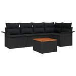 vidaXL Ensemble de canapé de jardin 6 Pièces Noir 55 x 55 x 37 cm