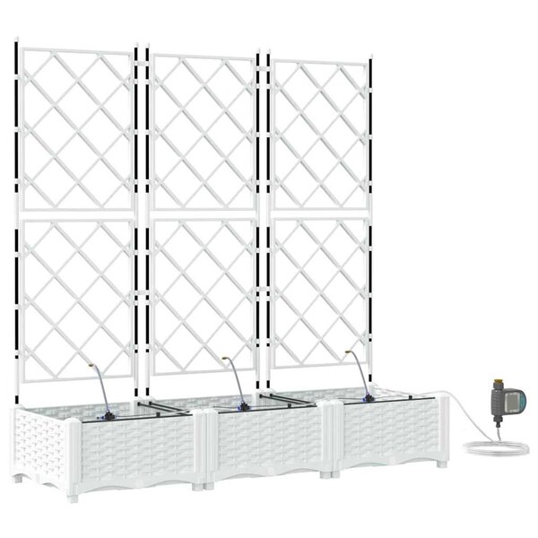 vidaXL Cache-pot de jardin 3 Pièces Blanc Acier