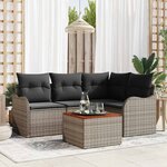 vidaXL Ensemble de canapé de jardin 5 Pièces Gris Poly rotin