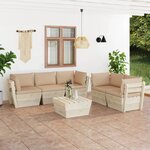 vidaXL Salon de jardin palette 6 Pièces avec coussins bois d'épicéa