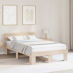 vidaXL Cadre de lit Marron 135 x 190 cm Bois massif en pin