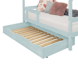 Tiroir de lit 90 x 160 avec sommier BUDDY - bleu clair