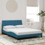 vidaXL Cadre de lit avec lumières LED bleu 120x200 cm velours