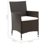 vidaXL Chaises de jardin avec coussins lot de 4 Résine tressée Marron