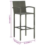 vidaXL Tabourets de bar lot de 4 gris résine tressée