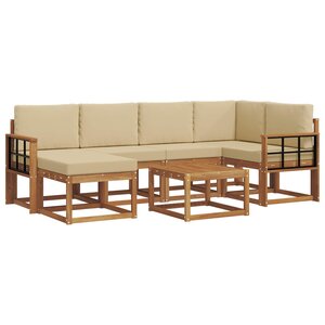 vidaXL Ensemble de canapés d'extérieur 7 Pièces Naturel et Beige