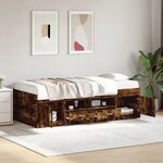 vidaXL Lit de jour avec tiroirs sans matelas chêne fumé 90x200 cm