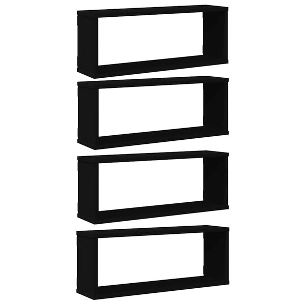 vidaXL Étagères murales cube 4 Pièces Noir 60x15x23 cm Bois d’ingénierie