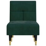 vidaXL Chaise longue vert foncé velours