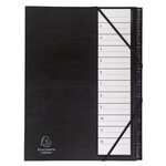 Trieur Rigide Ordonator Cavaliers Plastiques et élastiques 12 Comp de 1 à 12 - Noir EXACOMPTA