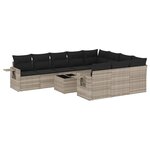 vidaXL Salon de jardin 11 Pièces avec coussins gris clair résine tressée