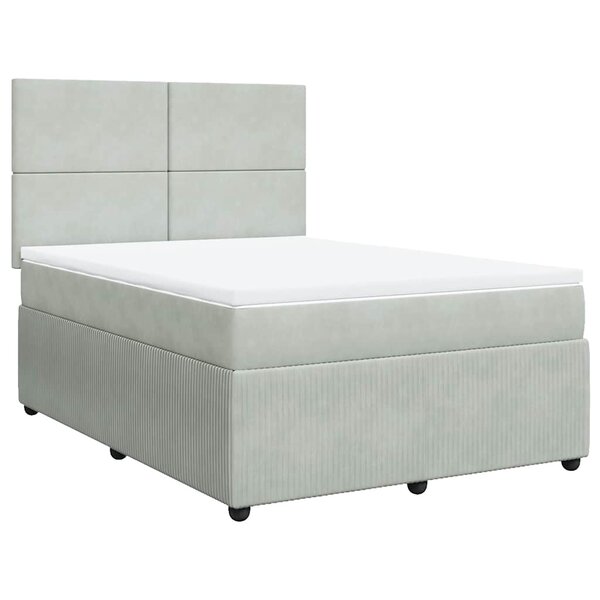 vidaXL Sommier à lattes de lit et matelas Gris clair 160x200cm Velours