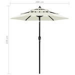 vidaXL Parasol à 3 niveaux avec mât en aluminium Sable 2 m