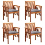 vidaXL Chaises à manger de jardin et coussins lot de 4 acacia massif