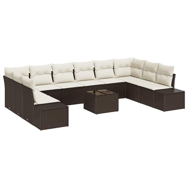 vidaXL Ensemble de canapé de jardin 11 Pièces Marron Poly rotin